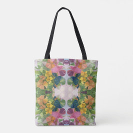 Bolsa Tote Pentes de Flor Coloridas Padrões de Aquarela