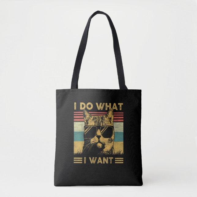 Bolsa Tote Pentes De Gato Retro Eu Faço O Que Eu Quero De Cam (Frente)