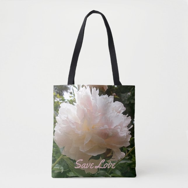 Bolsa Tote Peônia cor-de-rosa Blossom.text. (Frente)