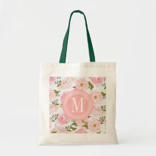 Bolsa Tote Peônia cor-de-rosa floral dos rosas do vintage
