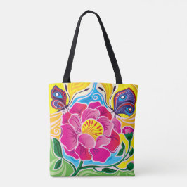 Bolsa Tote Peônia e Borboletas