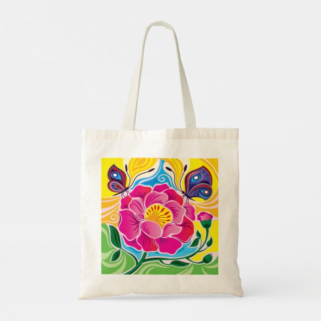 Bolsa Tote Peônia e Borboletas (Verso)