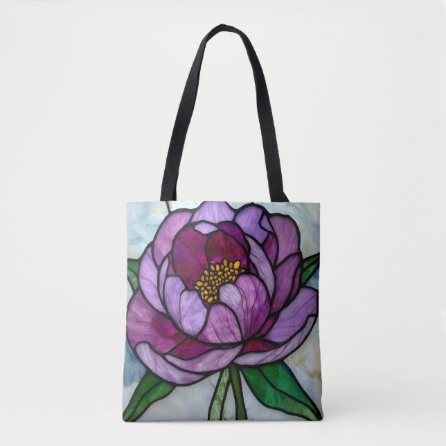 Bolsa Tote Peônia Roxa Manchada  (Frente)