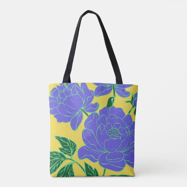 Bolsa Tote Peônias Azuis (Verso)