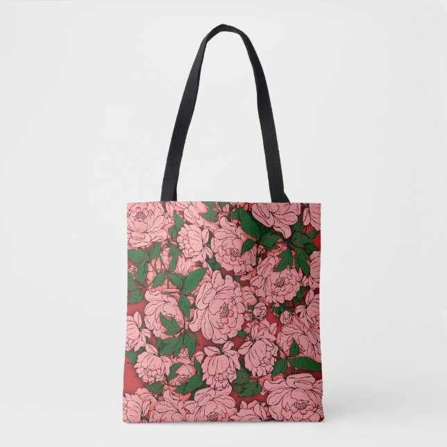 Bolsa Tote Peônias cor-de-rosa (Frente)