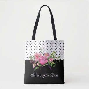 Bolsa Tote Peonias de Aquarela e Saco de Pontos