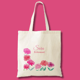 Bolsa Tote Peônias em Aquarela Bridesmaid Personalizado