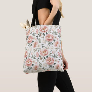 Bolsa Tote Pêonias rosadas poeirentas