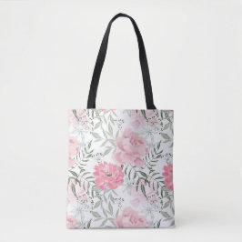 Bolsa Tote Peônias rosas rosa flores buquê de flores
