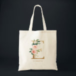 Bolsa Tote Peony Floral - Letra E Monograma Dourado Bridesmai<br><div class="desc">A letra Floral E monograma apresenta um buquê floral de cor aquosa de peões e rosas cor-de-rosa brancos e pincéis, sotaque verde e letra falsa de folha de ouro. Esta letra "E floral bridesmaid monogramas" é perfeita para casamentos, chás, aniversários e muito mais. Personalize adicionando nomes ou uma frase curta....</div>
