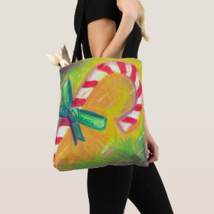 Bolsa Tote Peppermint Candy Cane Artsy Color Feliz Natal