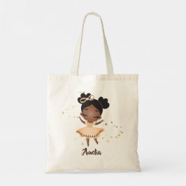 Bolsa Tote Pequena Garota Dançando Ballerina com Arco, Dourad