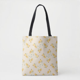 Bolsa Tote Pequena girafa fofa floral marrom