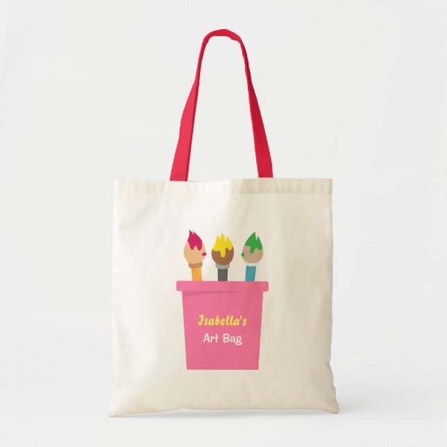 Bolsa Tote Pequenas Artistas Pincéis de Arte (Frente)
