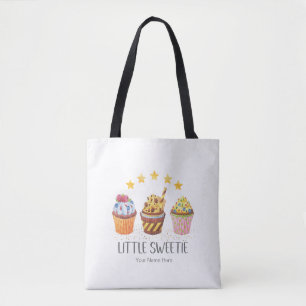 Bolsa Tote Pequenas Cores Brilhantes Docinho Cupcakes Aquarel