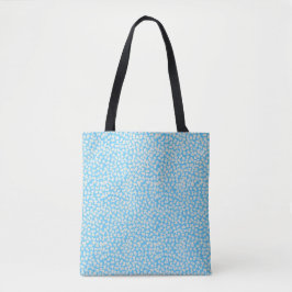 Bolsa Tote Pequenas flores brancas azul-bebê