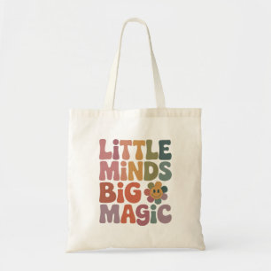 Bolsa Tote Pequenas Mentes Grande Magia Citação Retro de Prof