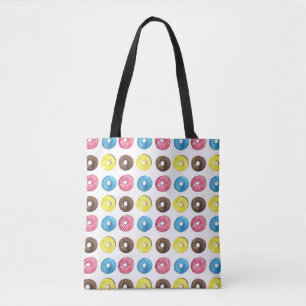 Bolsa Tote Pequenas rosquinhas de aquarela, padrão uniforme.