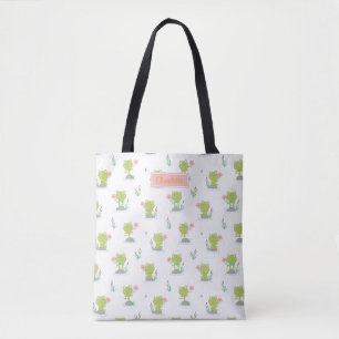 Bolsa Tote Pequenas Sapos bonitas com flores em branco