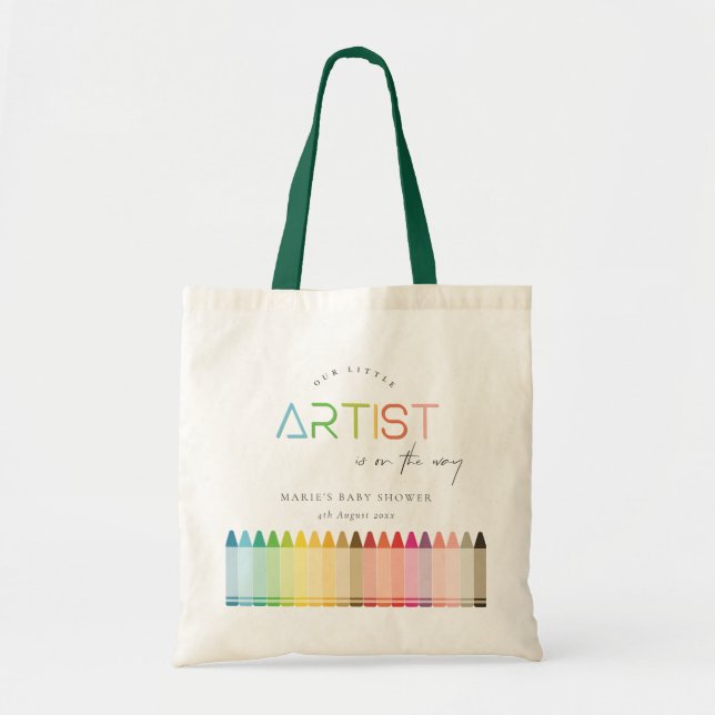 Bolsa Tote Pequeno Artista Bonito Crayon Diversão Chá de fral (Frente)