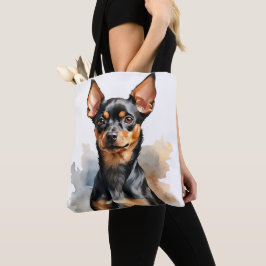 BOLSA TOTE PEQUENO CACHORRO NEGRO E MINIATURA DE PINSCHER