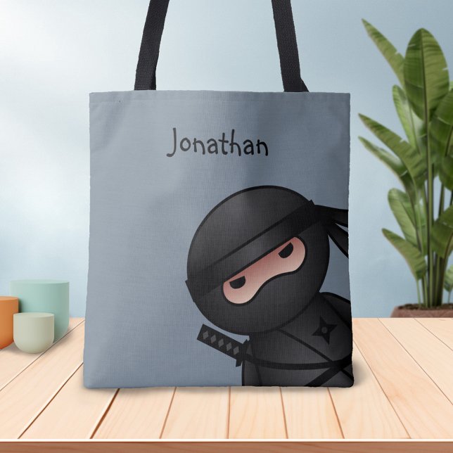 Bolsa Tote Pequeno guerreiro Ninja na Cinza (Criador carregado)