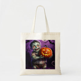 Bolsa Tote Pequeno Monstro Verde e Amigo de Abóbora