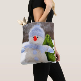 Bolsa Tote Pequeno Neve Bonito com Chapéu Azul