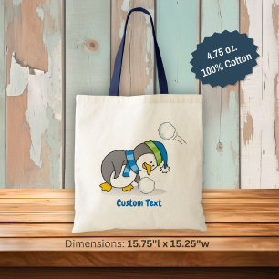 Bolsa Tote Pequeno pinguim pegando um saco de tote de bola de