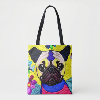 Bolsa Tote Pequeno Pug Puppy Como Design