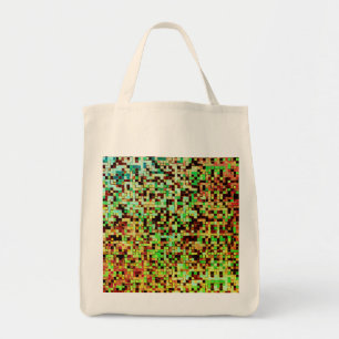 Bolsa Tote Pequenos quadrados ou ladrilhos verdes e marrons d