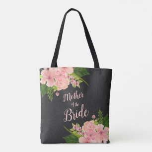 Bolsa Tote Pequenos Ramos Florais Rosa e Bege Mãe da Noiva