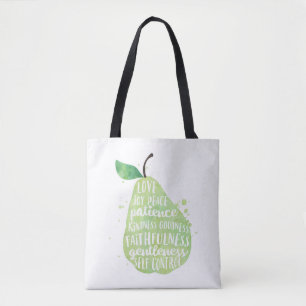Bolsa Tote Pera Verde e Palavras Bonitas
