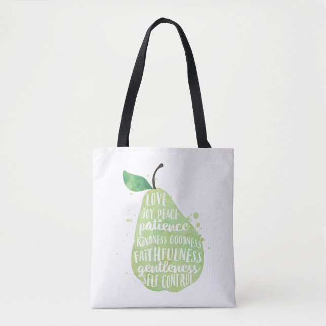 Bolsa Tote Pera Verde e Palavras Bonitas (Frente)