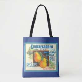 Bolsa Tote Peras Vintage Fruta Grava Arte Azul