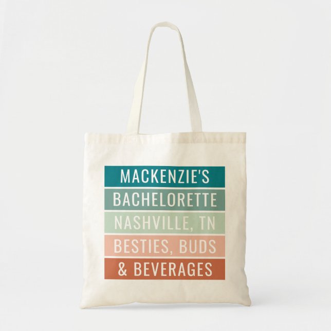 Bolsa Tote Percurso Personalizado de Bachelorette (Frente)