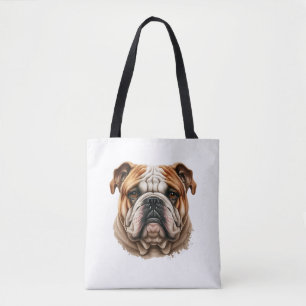 Bolsa Tote Perfil realista de buldogue inglês bonito