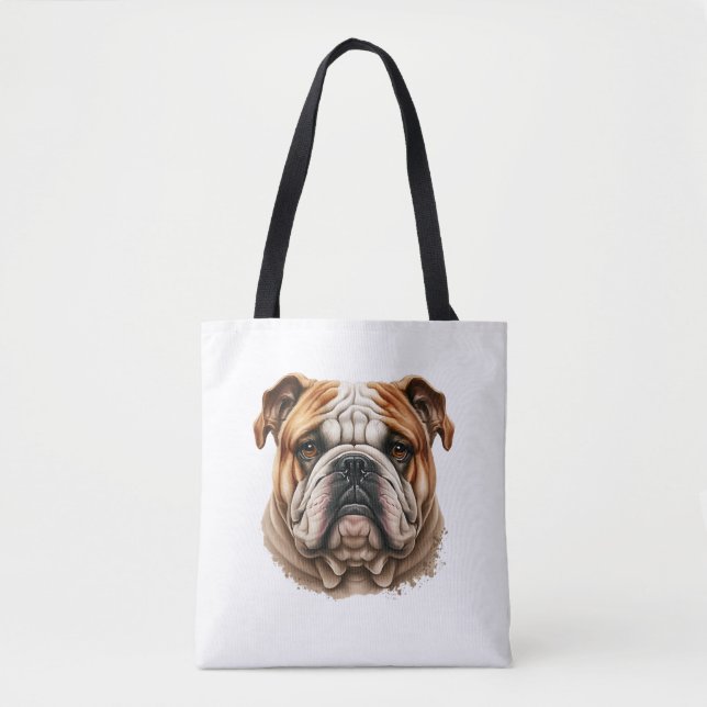 Bolsa Tote Perfil realista de buldogue inglês bonito (Frente)