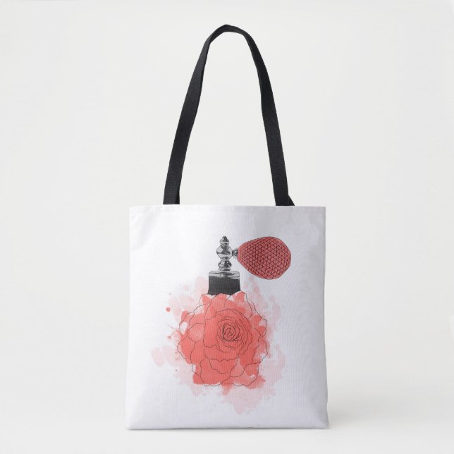 Bolsa Tote Perfume da rosa vermelha (Frente)