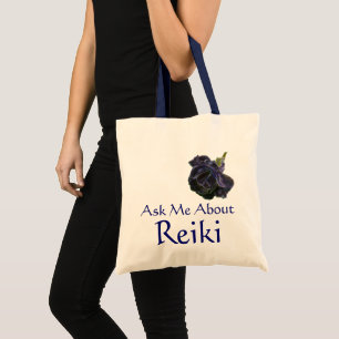 Bolsa Tote Pergunte-me sobre o rosa do roxo de Reiki
