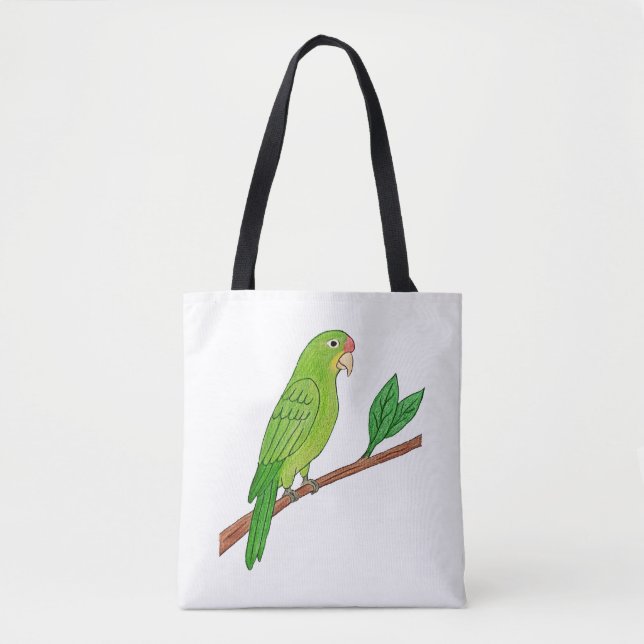 Bolsa Tote Perico verde del trópico (Frente)