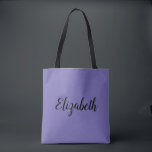 Bolsa Tote Periwinkle Blue Adicione Seu Próprio Nome<br><div class="desc">Substitua O Texto Do Nome Do Script Aqui,  O Elegante Design Minimalístico Moderno,  Modelo Periwinkle Azul,  Comprando O Saco De Tota Do Ombro.</div>