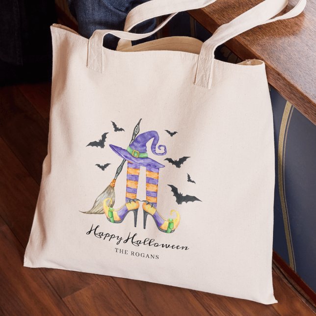 Bolsa Tote Pernas e Chapéu de Bruxa de Halloween (Criador carregado)