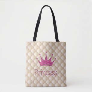 Bolsa Tote Pérolas chiques encantadores, tiara, princesa,