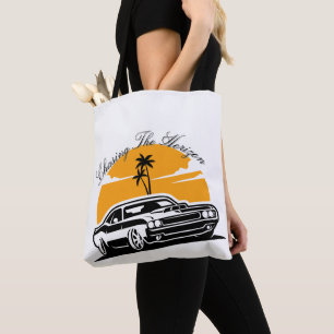 Bolsa Tote Perseguição do Horizon Vintage Muscle Car Sunset
