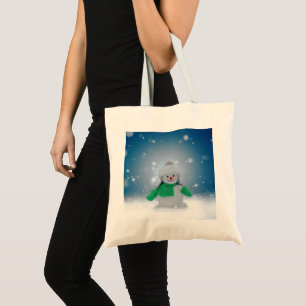 Bolsa Tote Personagem adorável de boneco de neve de Natal do