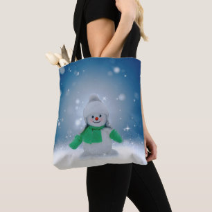 Bolsa Tote Personagem adorável de boneco de neve de Natal do