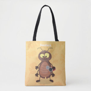 Bolsa Tote Personagem de desenho animado de barata engraçada