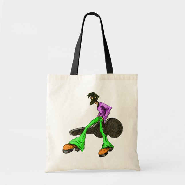 Bolsa Tote Personagem de desenho animado de violão do Hipster (Frente)