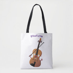 Bolsa Tote Personagem de desenho animado musical de violino e